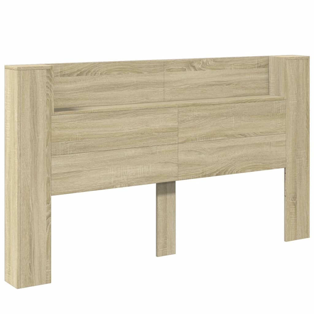 Headboard Cabinet with LED Sonoma Oak 180x16.5x103.5 cm