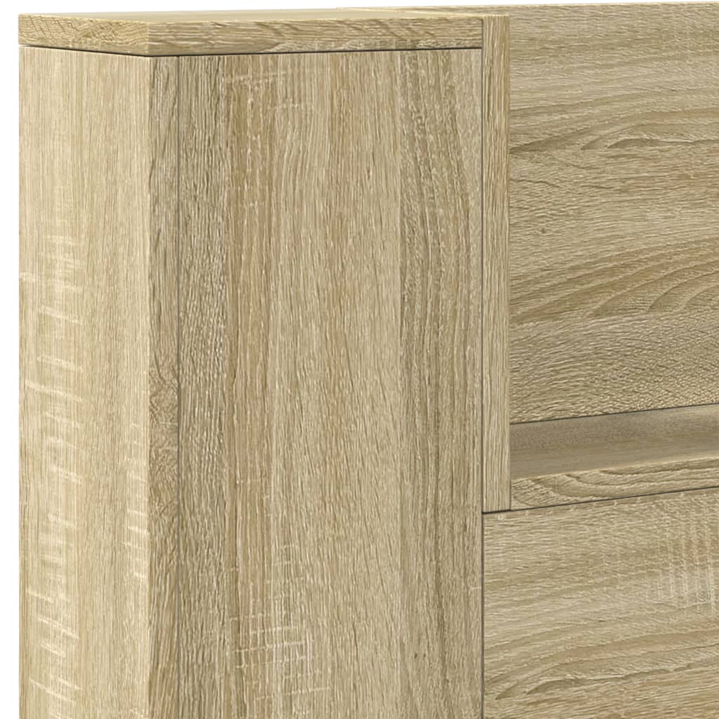 Headboard Cabinet with LED Sonoma Oak 200x16.5x103.5 cm