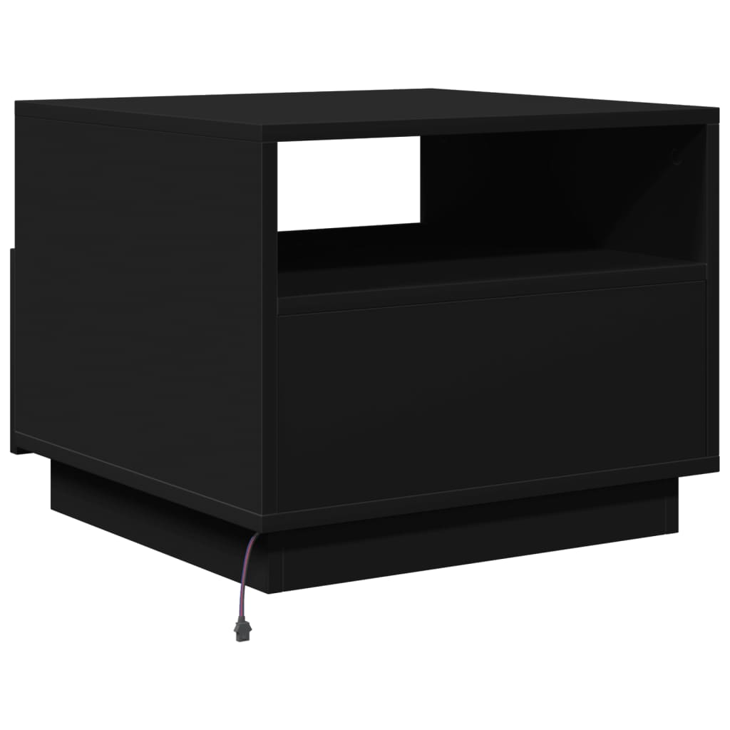 Coffee Table with LED Lights Black 50x49x40 cm