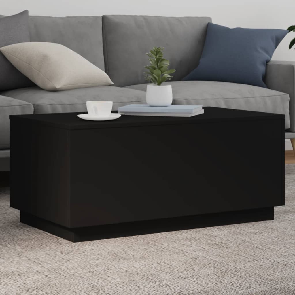 Coffee Table with LED Lights Black 90x50x40 cm